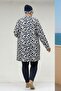 1744 Plus Size Uzunkol Hijab Swimsuit Set - Leaf Pattern Ecru - 5