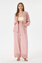 Women's Pink Italian 100% Linen Mesh Sequin Embroidered Zippered Jacket - Linen Suit with Pants Size 38 - 46 - 2