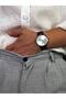 Vintage White Dial Black Men's Wristwatch Stainless Steel Case Leather Band Durable Colorfast Genuine Leather - 2