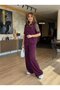 Women's Short-Sleeved Collared Jacket with Buttons and Mesh Detail, Modal Jacket and Pants Two-Piece Set - 4