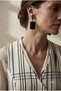 Handmade Black Square Acrylic Special Design Earrings - 2