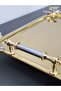 Figured, Metal Handle, Stainless Steel Rectangular Tray Luxury Presentation Tray North Gold-Silver - 2