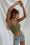 Women's Khaki Green Thick Strap Crop Top Bustier - 3