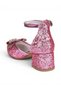 Girl's Glittery Stoned Bow Detailed Ankle Strap Princess Evening Dress Heeled Shoes - 5