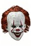 Pennywise IT Horror Latex Mask With Red Wig, LED Light‑Up Eyes, Adult Cosplay Mask for Halloween Party Scary Costume