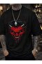 Men'S 'A Red Devil With Horns.' Pattern Print Crew Neck,Men Vacation Outfit,Fourth Of July,Graphic Tee - 2