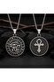 Stainless Steel Double-Sided Use Ancient Egyptian Symbol Eye of Horus and Ankh Medallion Pendant - 3