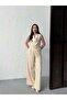Women's Blue - Blue Belted Asymmetrical Collar Sleeveless Wide Leg Long Woven Jumpsuit