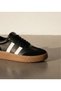 Sambo Women's Black Suede Detailed Lace-Up Striped Thermo Sole Sports Shoes Sneaker 3.5 cm Heel - 3