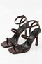 Lunea Women's Three-Stripe Thin Heel Patent Leather Heeled Shoes 11cm - 5