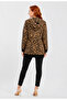 Women's Leopard Patterned Knitwear Cardigan with Hood - 2