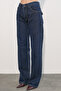 Women's Wide Leg Sequin Detailed Jeans 30124 - Navy Blue - 4