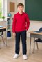 Children's Unisex Red 2-Piece Polo Collar School T-Shirt Set Short Sleeve + Long Sleeve 100% Cotton Lakos Fabric - 6