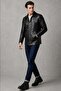 Jemas Men's Black Genuine Leather Zippered Jacket - 4
