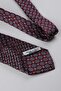 Burgundy Motif Patterned Italian Silk Pleated Tie Est238 - 6
