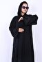 Black Floral Embroidered Bead Handwork Abaya - 8