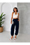 Women's Pleated Waist Elastic Cuff Harem Pants