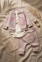 Rabbit Embroidered Waffle Textured Embroidered 3-Piece Baby Set - 100% Cotton Cardigan, Bodysuit and Pants Set - 2