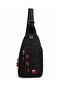 Seventeen Unisex Medium Size Multi-Compartment Crossbody Body Bag Black-Red