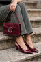Women's Burgundy Pointed Toe Hazelnut Heel Classic Short Heeled Shoes Mera - 4