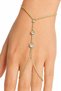 Gold Color Stone Round Detailed Shahmeran Women's Hand Accessory Double Finger Bracelet Elegant Design - 2