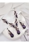 Purple Stone Necklace and Earring Set