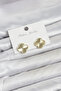 Gold Color Brass Clover Model Women's Earrings - 2