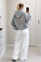 Wing Gray Lace Back Wing Lace Transparent Hooded Kangaroo Pocket 3 Thread Thick Oversize Winter Sweatshirt - 3