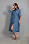 Women's Italian Cotton Pocket Embossed Floral Embroidery Oversize Long Dress