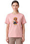 Women's Powder Retro Teddy Bear Printed T-Shirt Comfortable Fit 100% Cotton