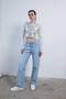 Shiny Printed Knitwear Blazer White - 3