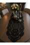 Luna Black Tulle Runner with Embroidery 105 Cmx35 cm