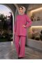Women's Islamic Clothing Modal Fabric Self-Line Detailed Crew Neck Top and Bottom Set - 4