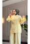 6488 - Stylish Comfortable Russian Linen Cotton Soft Fabric Women's Top and Bottom Set - 5