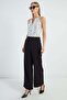 Elastic Waist Palazzo Fabric Trousers - 2