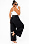 Plus Size Elastic Waist Satin Lycra Pocketed Loose Fit Women's Trousers - 4