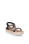 Ewoll 7022 Black Women's Sandals with Stone-Embellished Wedge Sole - 3