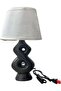 Modern Ceramic Table Lamp with White Fabric Shade, 40cm, Decorative Bedside & Living Room Lamp, 110–250V Compatible