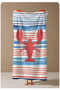 Blue White Orange Striped Red Lobster Patterned 70X150 Beach Towel - Digital Printed Fade-Resistant Bath Towel - 4