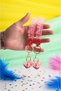 Set of 2 Pink Red Bubble Keychains with Heart Shaped Bead Detail, Lover and Friend Keychain - 2