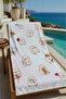 White Background with Cute Chick Characters Patterned 70X150 Beach Towel - Cotton Bath Towel