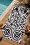 White Black Mandala Patterned 70X150 Beach Towel - Digital Printed Bath Towel - 3