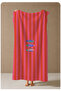 Pink Red Striped Summer Slogan 70X150 Beach Towel - Digital Printed Bath Towel - 4