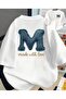 Men's White Oversize T-Shirt - Letter m Printed, Modern Design