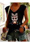 Women's Short Sleeve V-Neck Patterned Viscose Blouse - 3