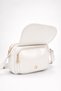 Women's White 4-Compartment Soft Leather Covered Gold Color Clover Zipper Crossbody and Shoulder Bag - 2