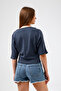 Stone Detailed Lycra Wide Collar Stylish Bodysuit - 6