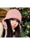 Knitted aviator cap pink warm loose ukulele style. - 4
