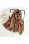 Women's cotton-linen scarf off-white 185x90cm tassel vintage.