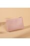 Mini PU zip wallet pink textured coin/key women's.